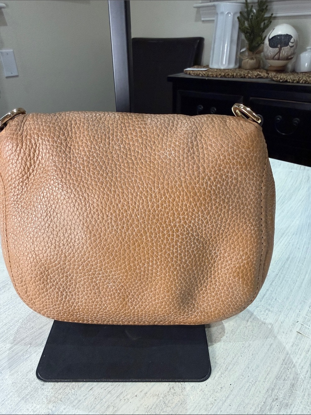 Michael Kors Brown Pebbled Leather Crossbody with Gold Plate- Needs strap - Picture 2 of 11